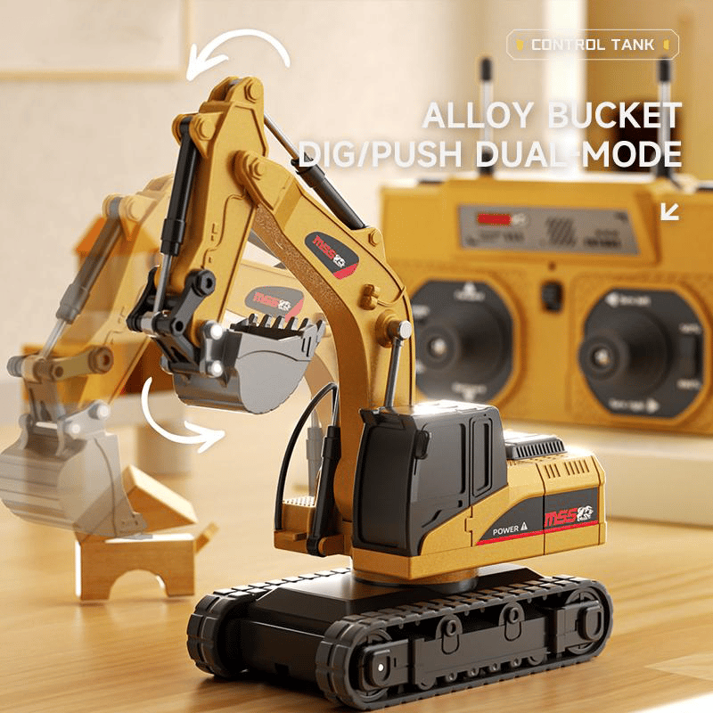 🚜 1:64 Prémium ötvözet Mini RC építőkészlet – Targonca, Kotrógép és Dömper