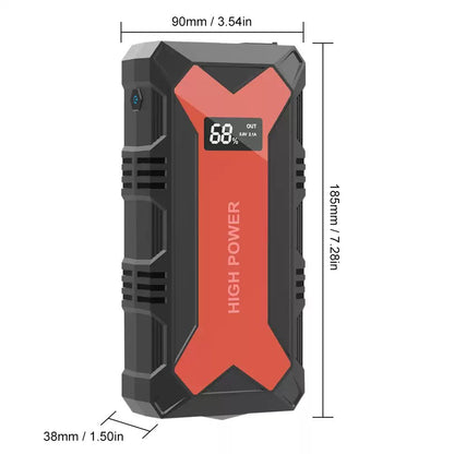 🔋 Autóakkumulátoros indítómotor – Hordozható Power Bank USB gyorstöltővel és LED-es zseblámpával