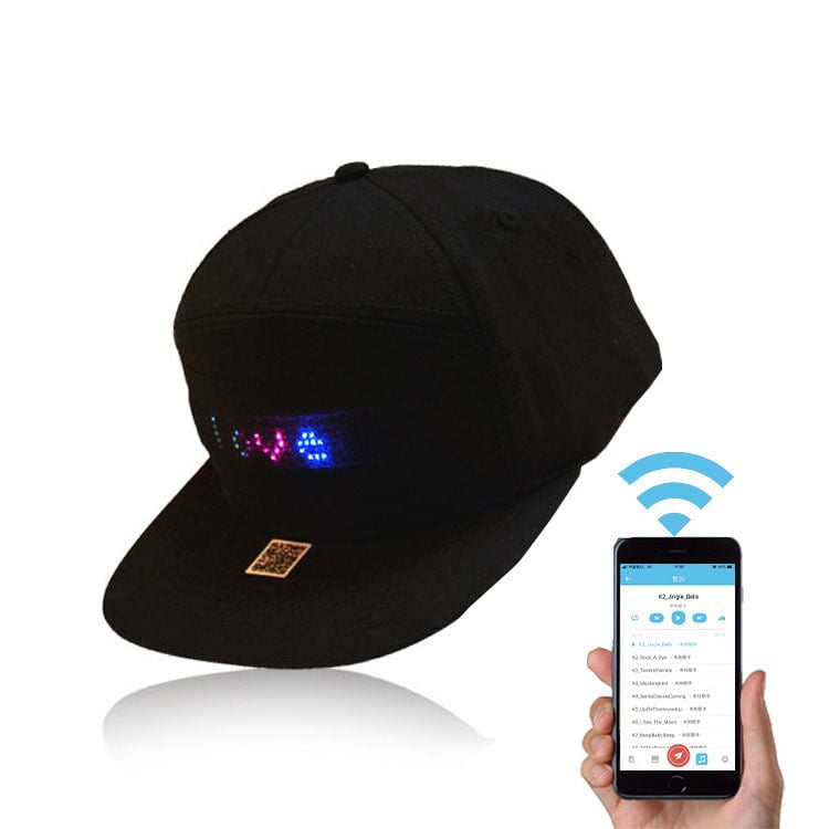 🔥📱 LED Bluetooth Sapka Személyre Szabott Szöveggel és GIF Megjelenítéssel 💡🧢