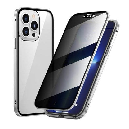 ✨ Mágneses iPhone Tok Privát Üveggel és Fém Kerettel 📱🔒